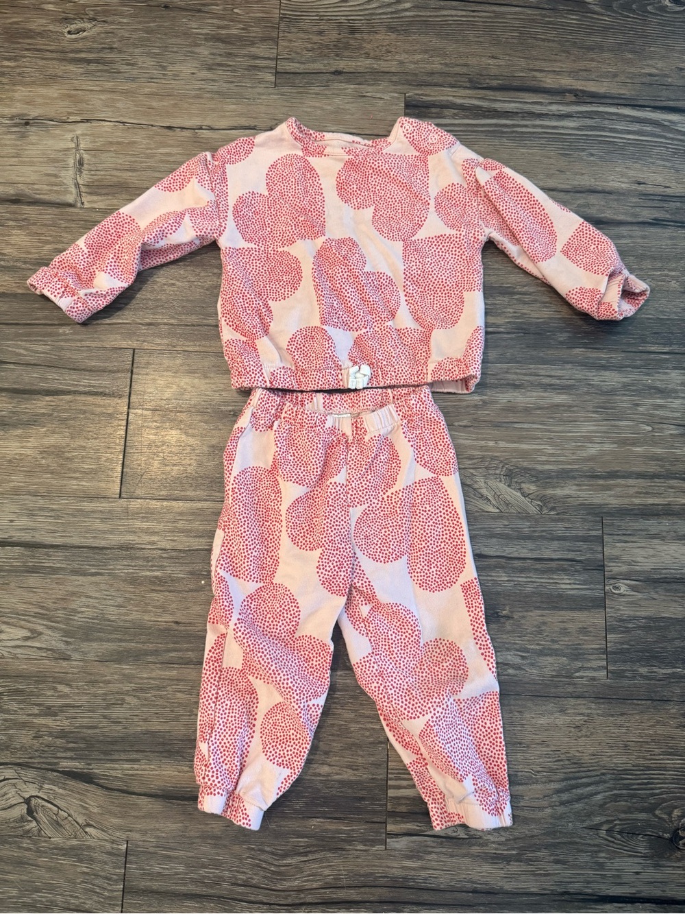 Carter's Pink and Red Heart-Pattern sweatshirt Set